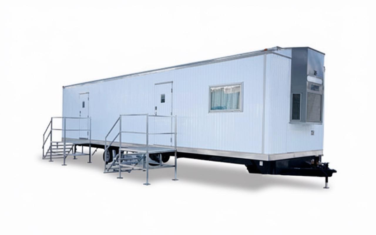 office trailers are typically delivered and installed using specialized equipment and techniques