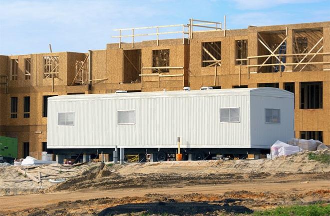 office trailers and equipment rental at a construction site in River Forest